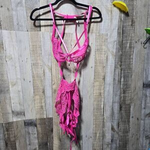 Playboy Hot Pink Backless Teddy XL Honeymoon Sexy Lingerie Seductive